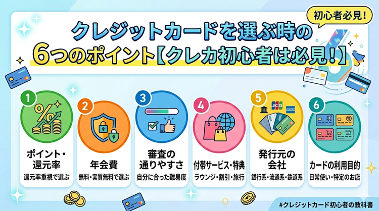 クレジットカードを選ぶ時の6つのポイント【クレカ初心者は必見！】